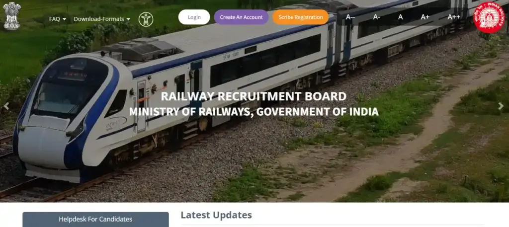 rrbapply.gov.in Website